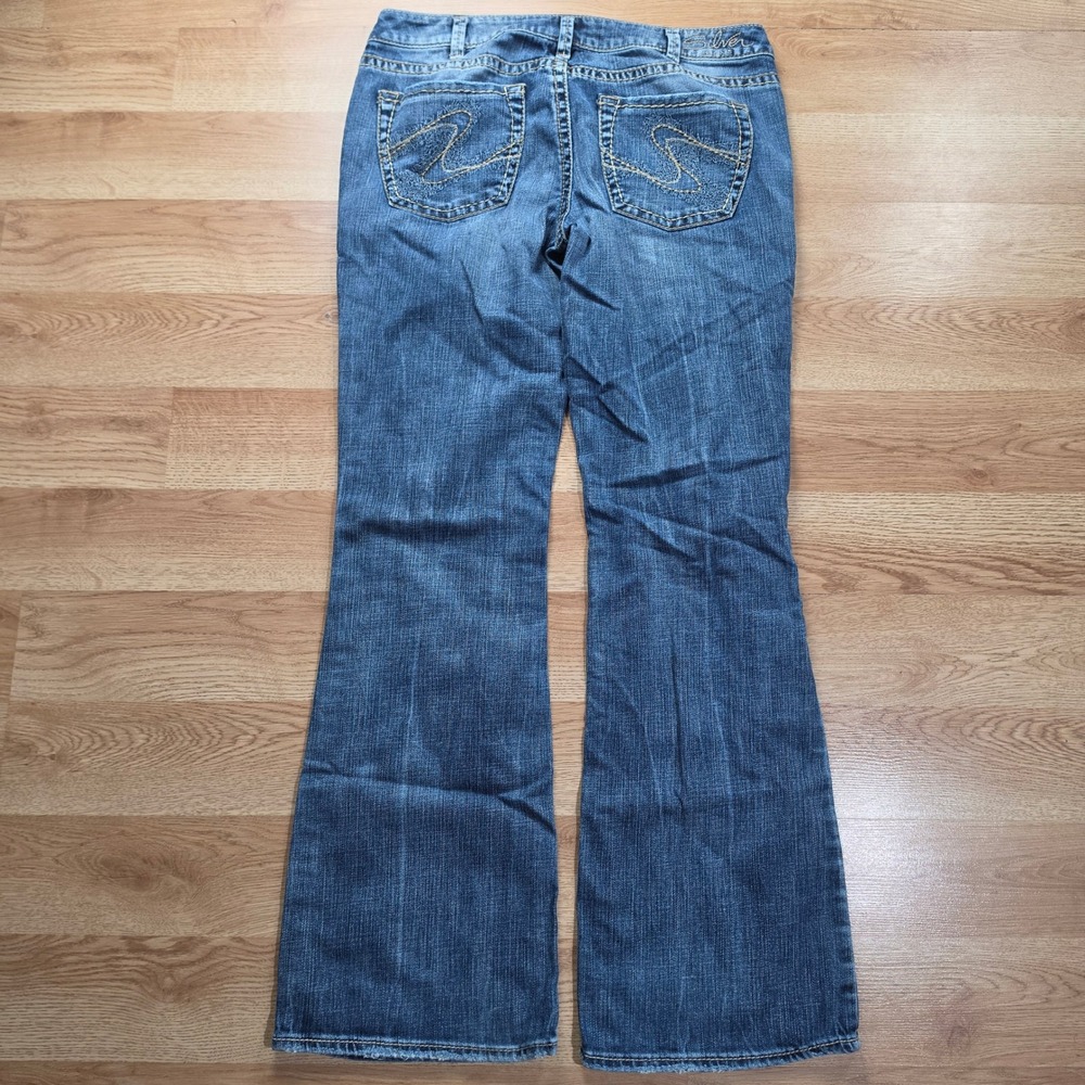 Silver Jeans Aiko Bootcut Women 32x33 Blue Denim Mid Rise Dark Wash Thick Stitch